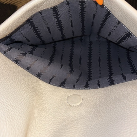 Thacker Eggshell Gold Terry Tote Work Bag Purse Cream Leather w/ Wallet - Picture 13 of 16